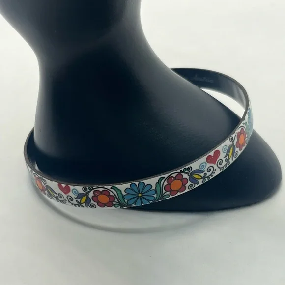 Vintage Enamel painted Bangle Bracelet Handmade in
Austria Floral Art multicolor - Picture 7 of 14